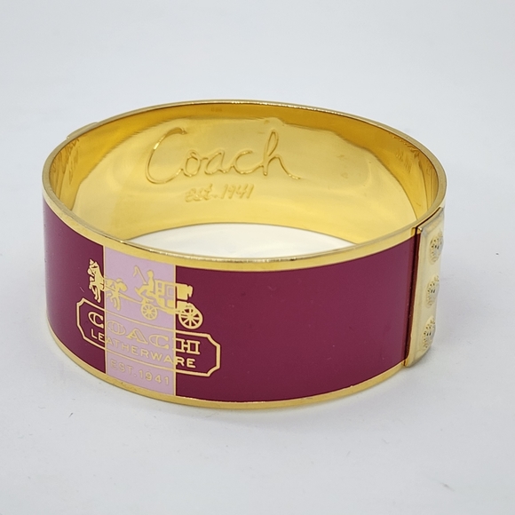 Coach New York Bangle Bracelet Pink Gold Tone Rare 1941 Signature Statement - Picture 1 of 7